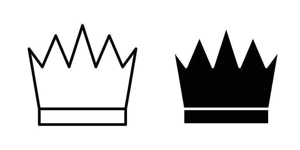 Crown icon vector concepts, line and silhouette style Stock Illustration