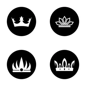 Crown icons in circular frames representing royalty and authority Stock Illustration