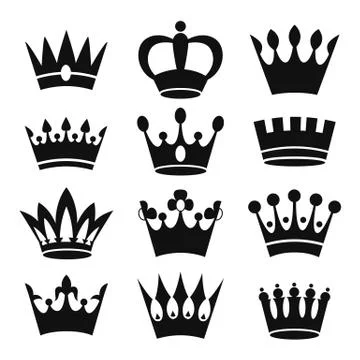 Crown black and white king queen 22 Royalty Free Vector