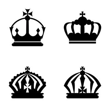 Crown icons set representing royalty power and leadership Stock Illustration