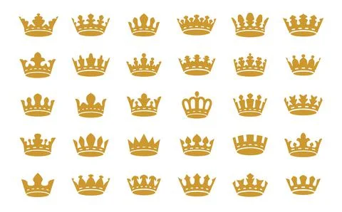 Crown icons set vector. King and queen symbol collection. Design elements for Stock Illustration