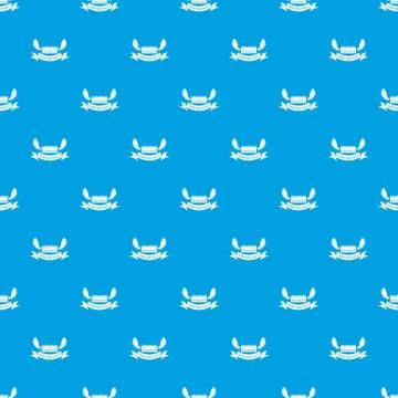 Crown king pattern vector seamless blue Stock Illustration