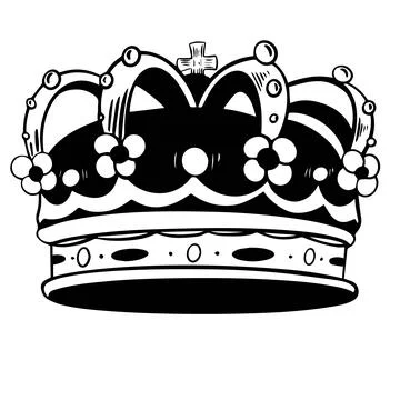 Crown King Vector hand drawn illustration on white isolated background Stock Illustration
