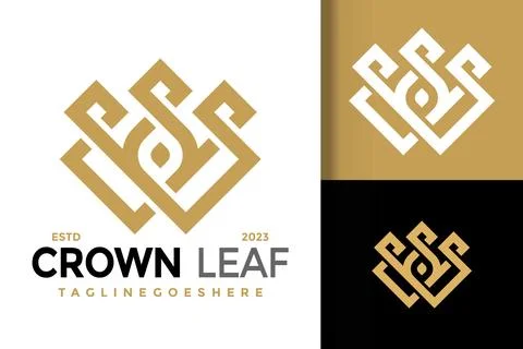 Crown Leaf Logo vector icon illustration Stock Illustration
