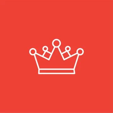 Crown Line Icon On Red Background. Red Flat Style Vector Illustration Illustrazione stock