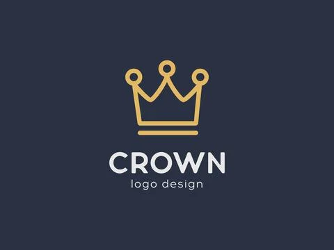 Crown line vector logo design Stock Illustration