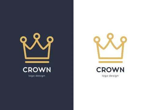 Crown line vector logo design Stock Illustration