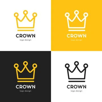 Crown line vector logo template Stock Illustration