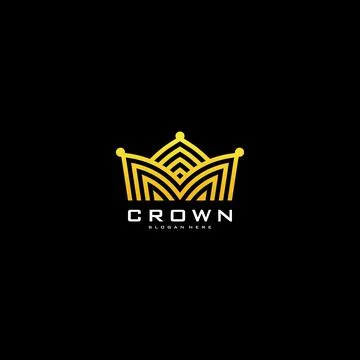 Crown logo vector mono line logo design Stock Illustration