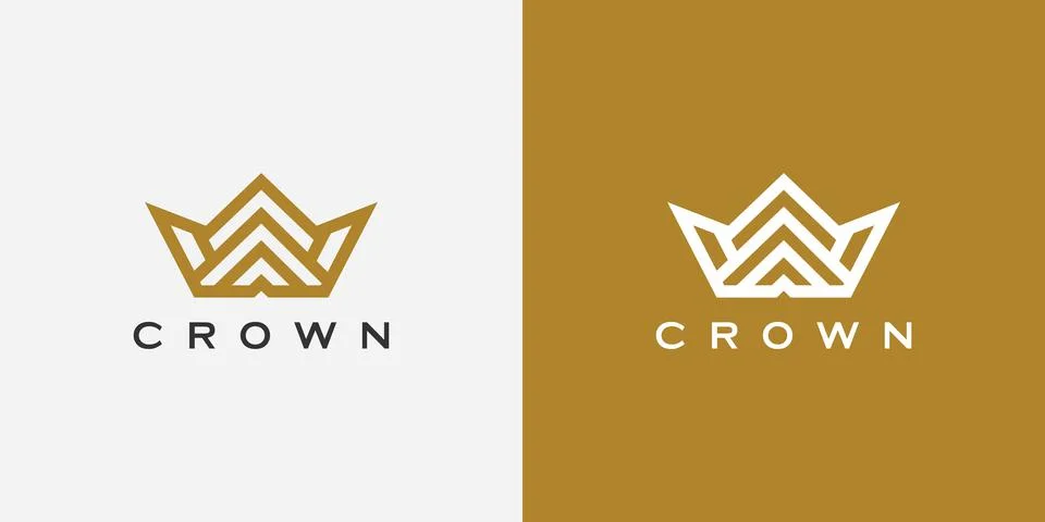 Crown logo vector mono line logo design Stock Illustration