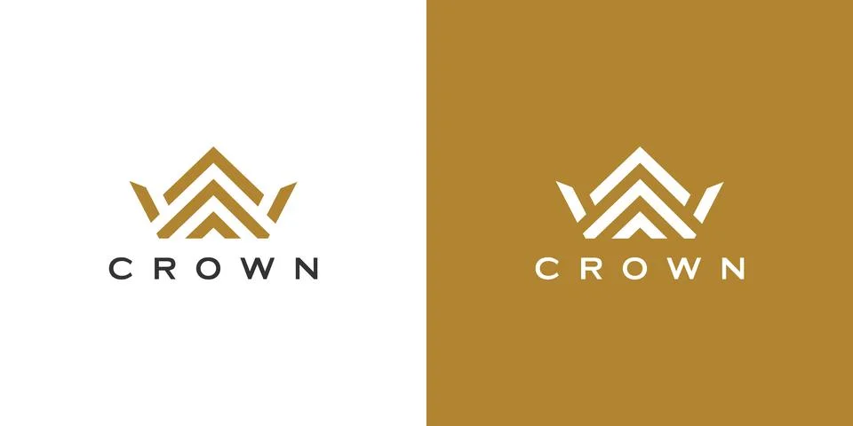 Crown logo vector mono line logo design Stock Illustration