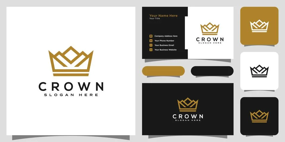 Crown logo vector mono line logo design Stock Illustration