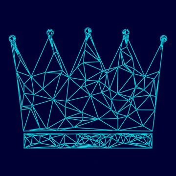 Crown low poly triangulation triangulated polygonal electric cyan blue vibran Ilustración de archivo
