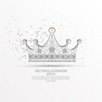 Crown low poly wire frame on white background. Stock Illustration