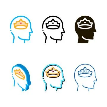 Crown man head icon variants vector outline Stock Illustration