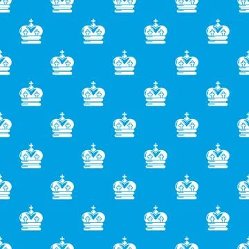 Crown pattern vector seamless blue Stock Illustration