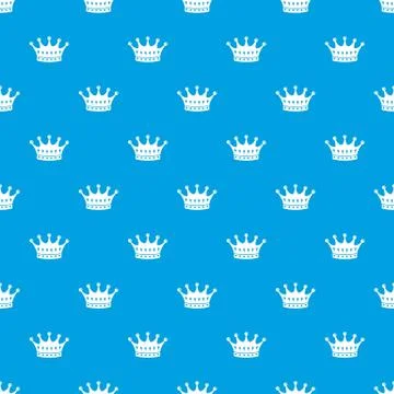 Crown pattern vector seamless blue Stock Illustration