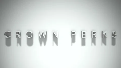 Crown perks 3D title animation with shadows on a white background Stock Footage 296891130
