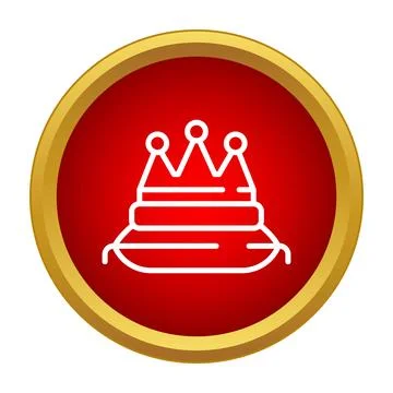 Crown on a pillow button representing royalty and power Stock Illustration