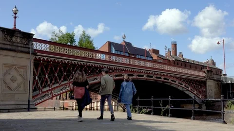 Crown Point Bridge in on the River Aire in Leeds Stock Footage 118279481