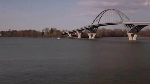 Crown Point, NY. Static shot of Lake Champlain Bridge. Stock Footage 273607843