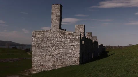 Crown Point, NY. Stone wall His Majesty's Fort at Crown Point. Stock Footage 273607746