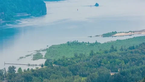 Crown Point State Park View of Columbia River Gorge in Oregon, Featuring Rugged Stock Footage 309291614