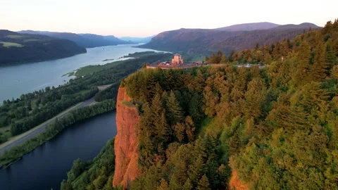 Crown Point Sunset Aerial. Stock Footage 230051984