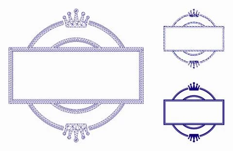 Crown Round and Rectangle Frame Vector Mesh 2D Model and Triangle Mosaic Icon Illustrazione stock