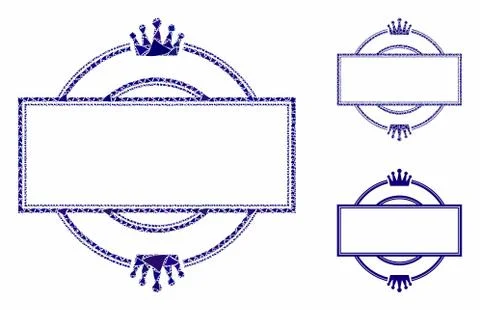 Crown round and rectangle frame Mosaic Icon of Rough Parts 스톡 일러스트