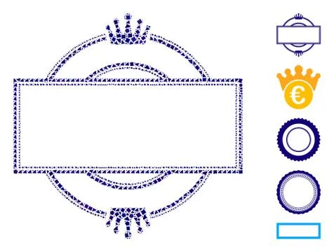 Crown round and rectangle frame Mosaic Icon of Trembly Elements Illustrazione stock