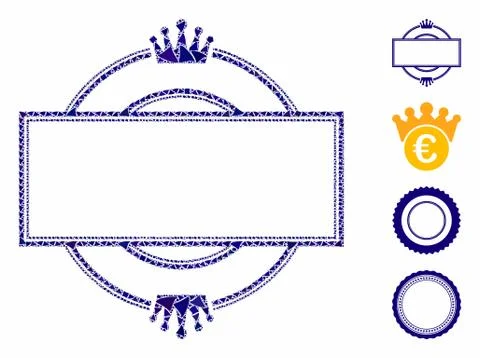 Crown round and rectangle frame Composition Icon of Joggly Elements Illustrazione stock