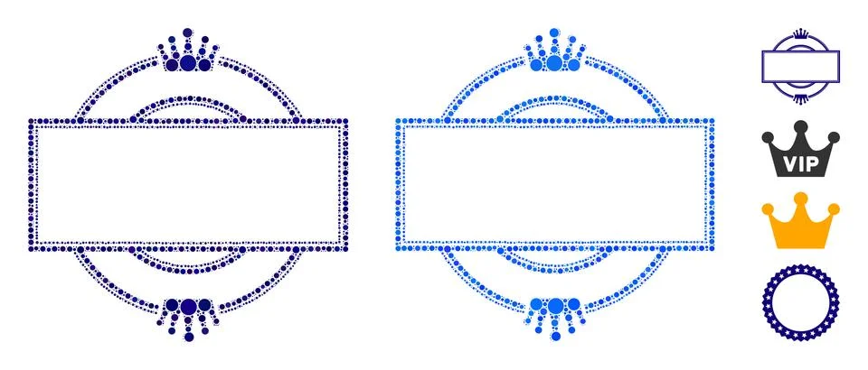 Crown Round and Rectangle Frame Mosaic Icon of Spheric Items Illustrazione stock