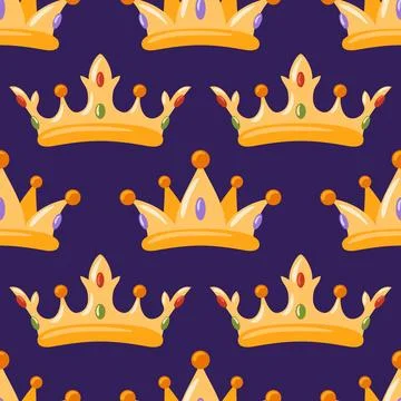 Crown seamless pattern featuring repeating royal crowns in a clean vector style Stock Illustration