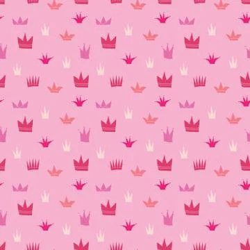 Crown Seamless Pattern, hand drawn royal doodles background, Vector Illustrat 스톡 일러스트