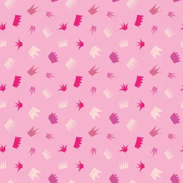 Crown Seamless Pattern, hand drawn royal doodles background, Vector Illustrat Stock Illustration