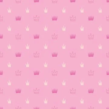 Crown Seamless Pattern, hand drawn royal doodles background, Vector Illustrat Stock Illustration