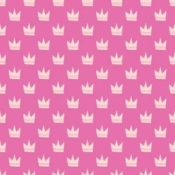 Crown Seamless Pattern, hand drawn royal doodles background, Vector Illustrat 스톡 일러스트