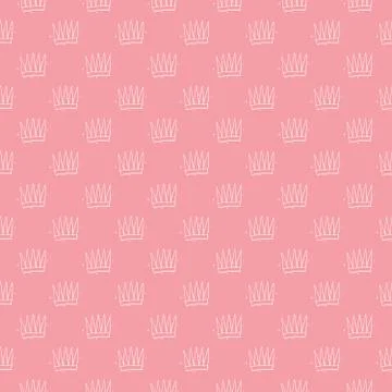 Crown Seamless Pattern, hand drawn royal doodles background, Vector Illustrat Illustrazione stock