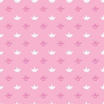 Crown Seamless Pattern, hand drawn royal doodles background, Vector Illustrat Stock Illustration