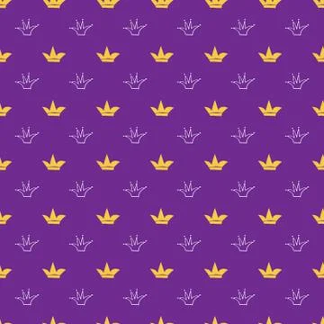 Crown Seamless Pattern, hand drawn royal doodles background, Vector Illustrat 스톡 일러스트