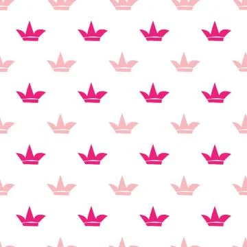 Crown Seamless Pattern, hand drawn royal doodles background, Vector Illustrat Illustrazione stock