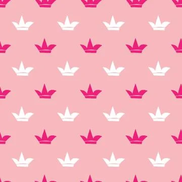 Crown Seamless Pattern, hand drawn royal doodles background, Vector Illustrat Stockillustratie