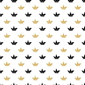 Crown Seamless Pattern, hand drawn royal doodles background, Vector Illustrat 스톡 일러스트