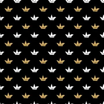 Crown Seamless Pattern, hand drawn royal doodles background, Vector Illustrat 스톡 일러스트