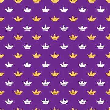 Crown Seamless Pattern, hand drawn royal doodles background, Vector Illustrat Stock Illustration