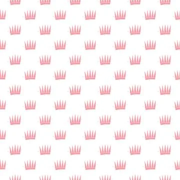 Crown Seamless Pattern, hand drawn royal doodles background, Vector Illustrat Stock Illustration