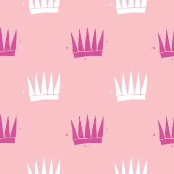 Crown Seamless Pattern, hand drawn royal doodles background, Vector Illustrat Stockillustratie