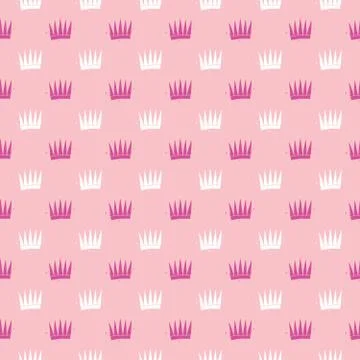 Crown Seamless Pattern, hand drawn royal doodles background, Vector Illustrat Stockillustratie