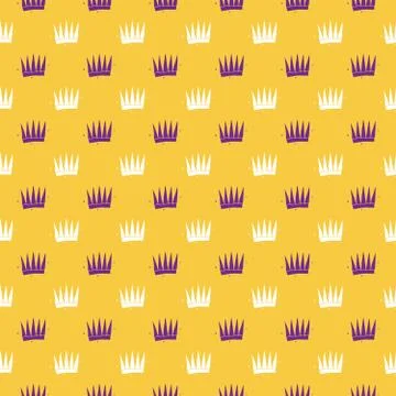 Crown Seamless Pattern, hand drawn royal doodles background, Vector Illustrat Stockillustratie